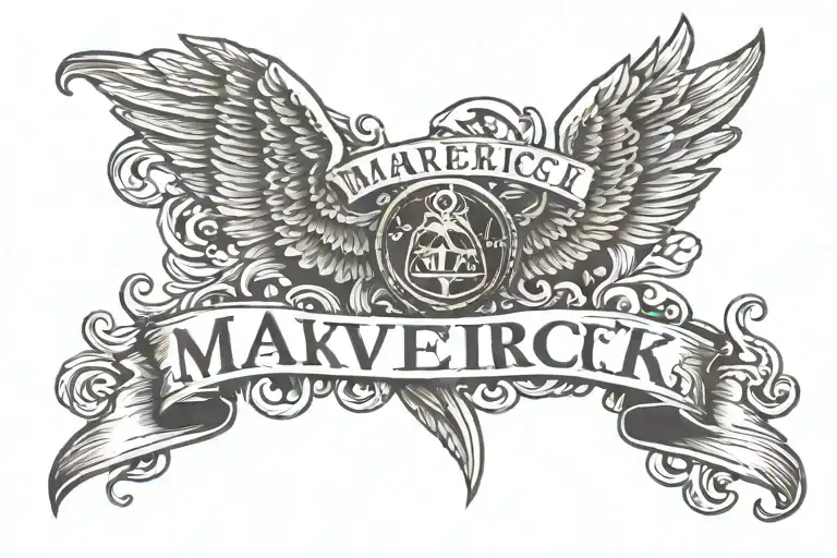 Maverick written across bicep tattoo  tattoo design idea