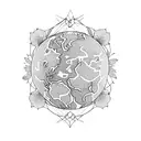 planet earth surrounded by flowers.  tattoo design idea