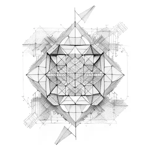 abstract architecture construction plan tattoo design idea