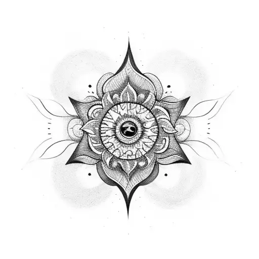 nature, flowers, sun, moon, mandala sternum tattoo tattoo design idea