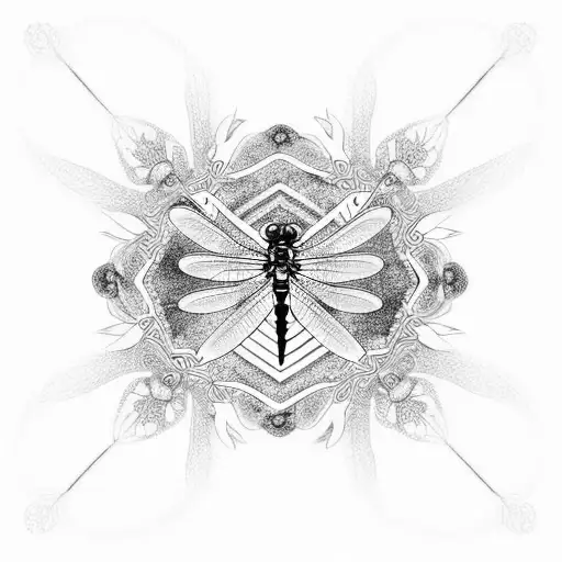 mandala dragonfly  tattoo design idea