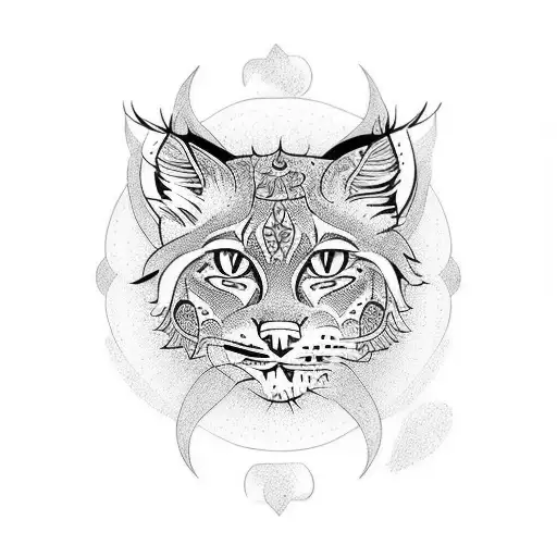 lynx in full sleeve with flower tribal tattoo design idea