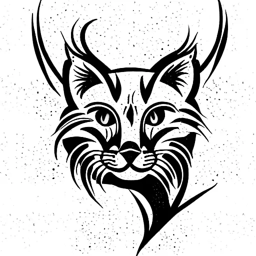 full lynx body with floral background tattoo design idea
