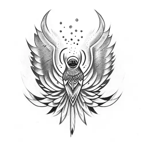 arm sleeve, fighting, angels, holy spirit bird, eye, feathers tattoo design idea