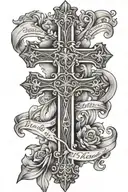 cross with the wording psalms 118 verse 4 tattoo design idea