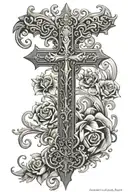 cross with the wording psalms 118 verse 4 tattoo design idea