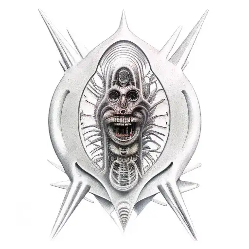 hr giger bioorganic spikes tattoo design idea