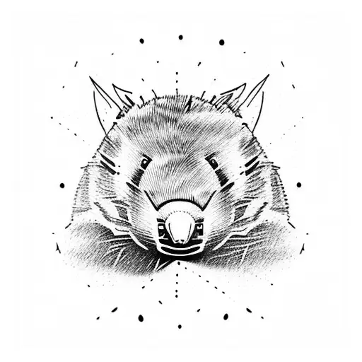 simple angry wombat tattoo design idea