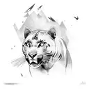 panther mixed with electronics and scubadiving spirit tattoo design idea