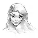 A sketch-style tattoo of  Disney characters, princess  tattoo design idea