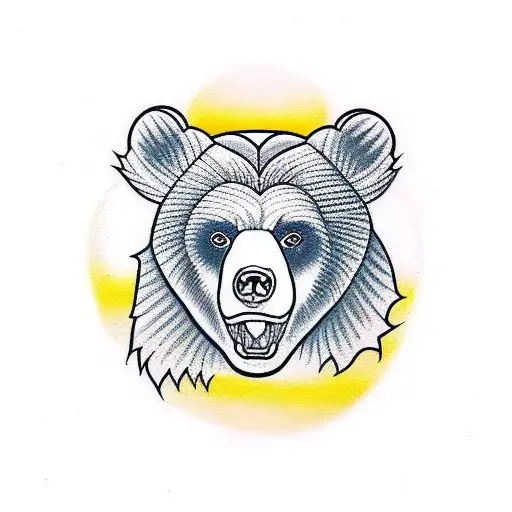 bear with scottish gaelic design, no color tattoo design idea