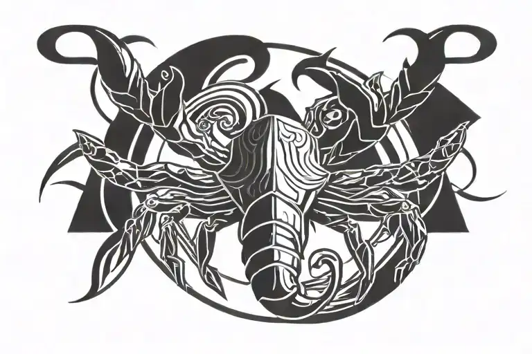 Incorporate Aries head, Libra scale, cancer crab, Sagittarius archer tattoo design idea