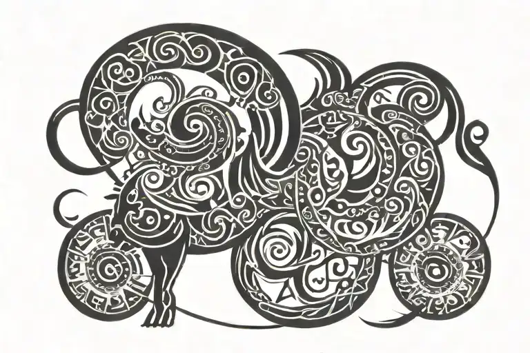 Incorporate Aries and Libra symbol intertwined tattoo design idea