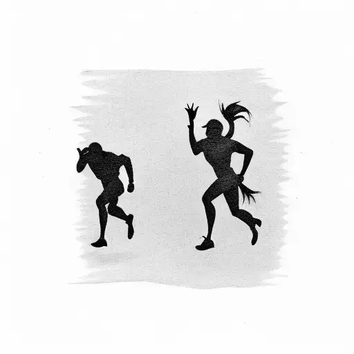A silhouette of a runner breaking through a wall tattoo design idea