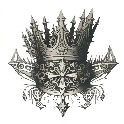 Spines and crown tattoo design idea