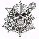 skull, roulette wheel tattoo design idea