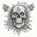 skull, roulette wheel tattoo design idea