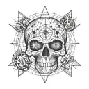 skull, roulette wheel tattoo design idea