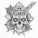 skull, roulette wheel tattoo design idea