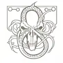 Sword with skull snake coiled tattoo design idea