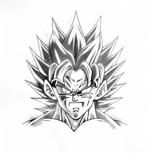 A black-grey tattoo of Vegeta and Goku powering up with their auras glowing tattoo design idea