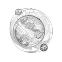 Globe with countries tattoo design idea