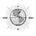 Globe with countries tattoo design idea