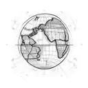 Globe with countries tattoo design idea
