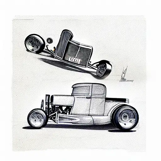 Hot rod tractor tattoo design idea