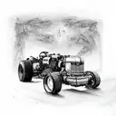 Hot rod tractor tattoo design idea