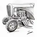 Hot rod tractor tattoo design idea