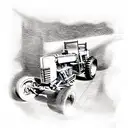 Hot rod tractor tattoo design idea