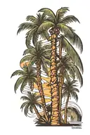 make a tattoo with palm trees and give it miami/los Angeles vibes make sure the style is chicano tattoo design idea