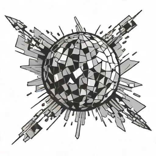 mirrorball broken glass tattoo design idea