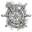 ship wheel tattoo design idea