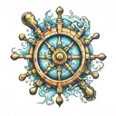 ship wheel tattoo design idea