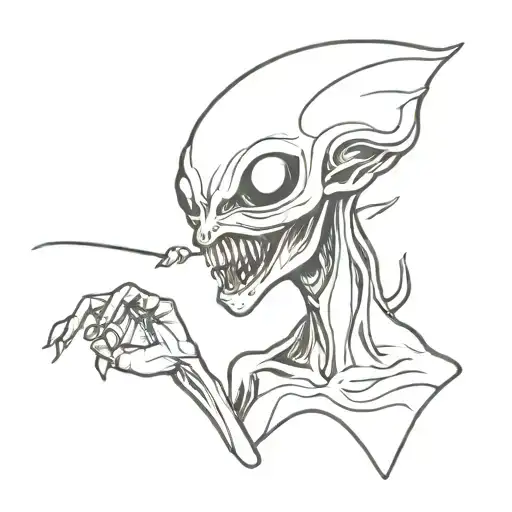 alien smoking tattoo design idea