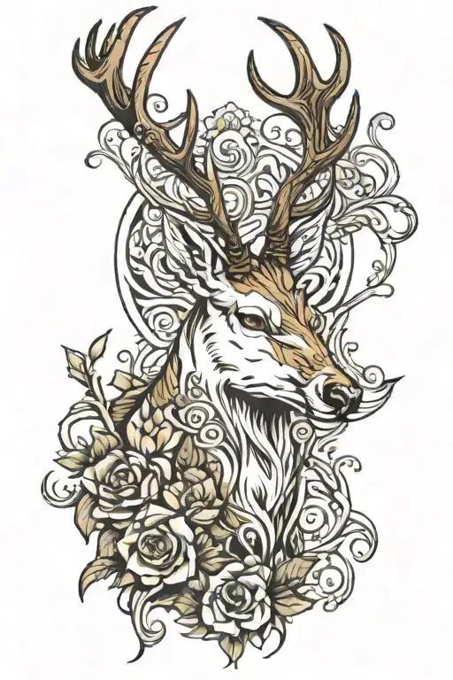 white stag tattoo design idea
