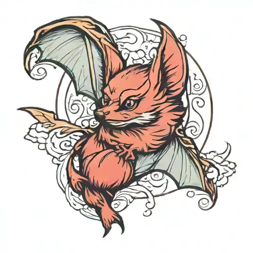 eastern red bat tattoo design idea