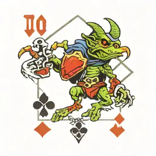 goblin playing cards tattoo design idea