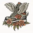 shoes with wings tattoo design idea