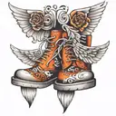 shoes with wings tattoo design idea