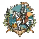 knight camping tattoo design idea