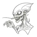 alien smoking tattoo design idea