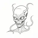 alien smoking tattoo design idea