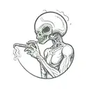 alien smoking tattoo design idea