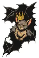 bat wearing crown tattoo design idea