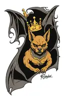 bat wearing crown tattoo design idea