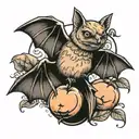 bats and peaches tattoo design idea