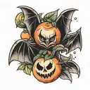 bats and peaches tattoo design idea